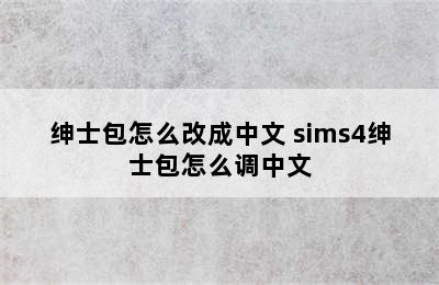 绅士包怎么改成中文 sims4绅士包怎么调中文